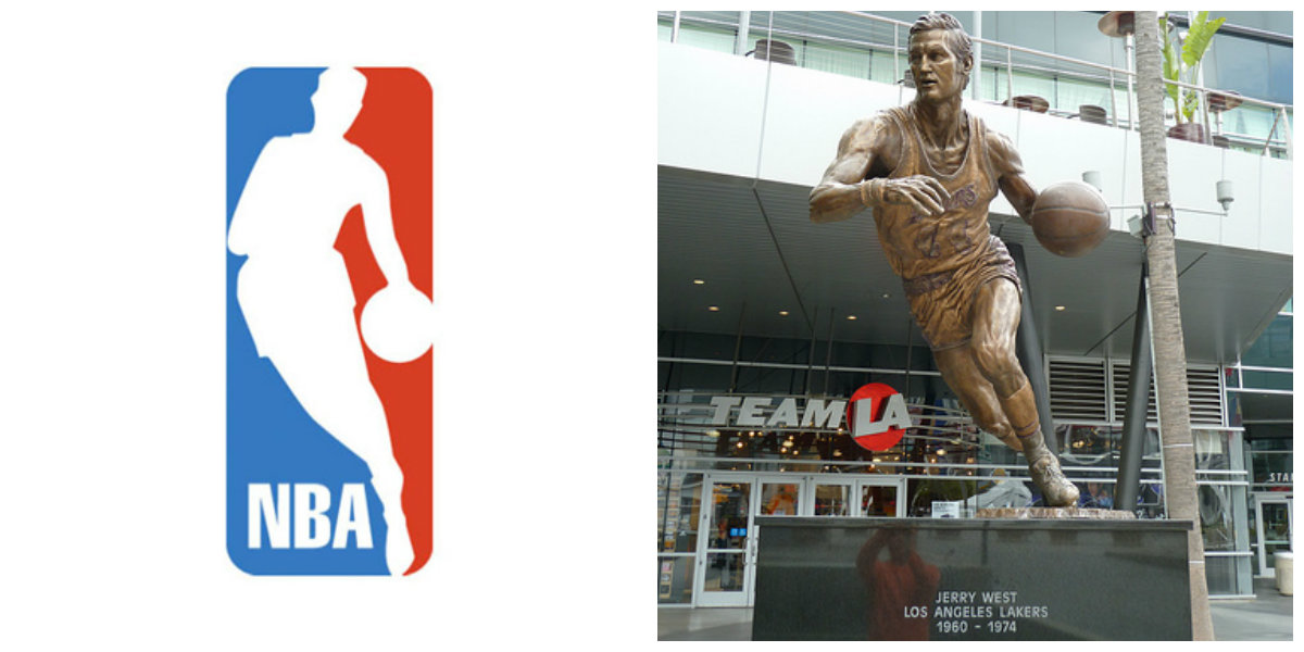 Logo NBA y estatua Jerry West