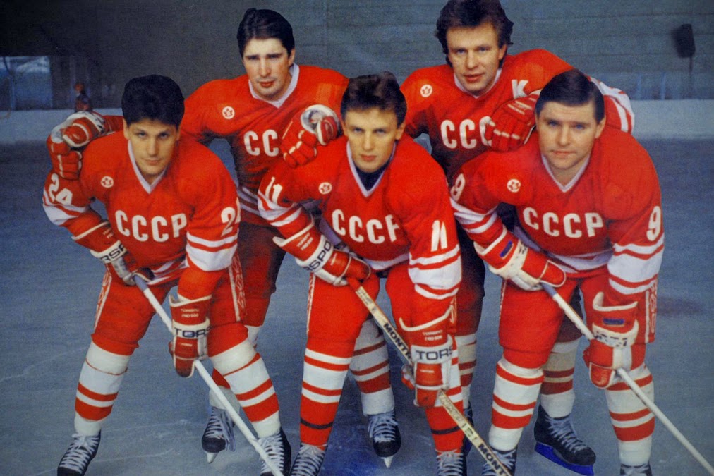 Makarov, Kasatonov, Larionov, Fetisov y Krutov.